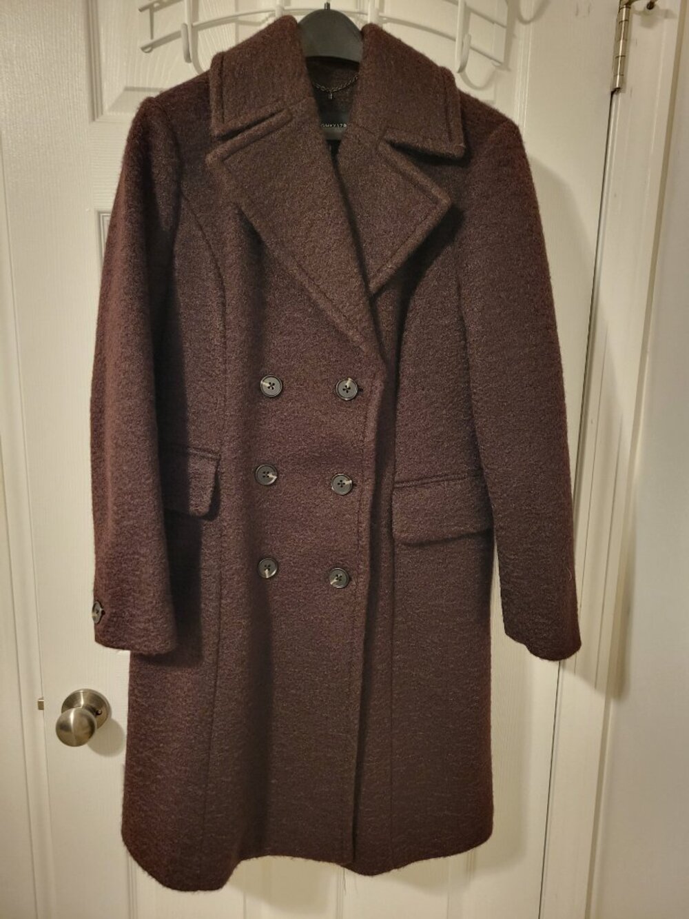 NWOT BCBGMAXAZRIA Chocolate Brown Boucle Double Breasted Coat M